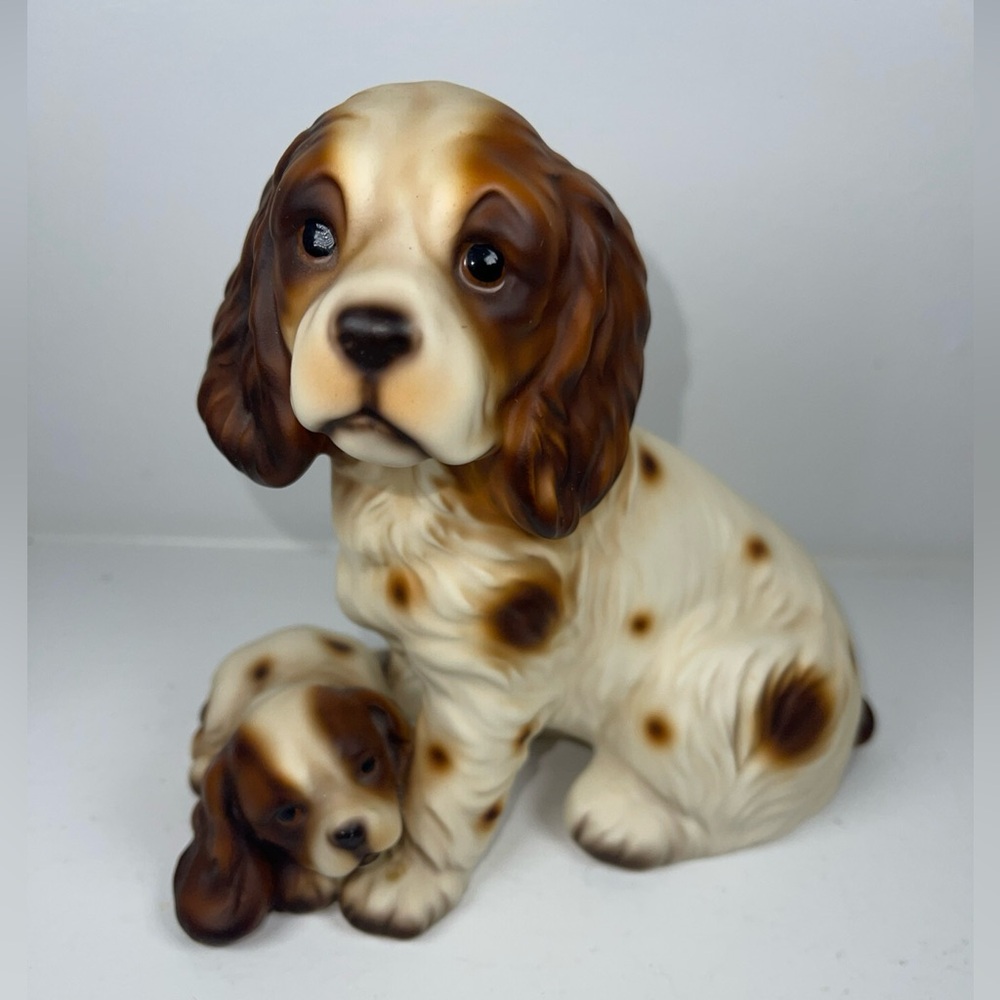 Harvey Knox Vintage rare all ceramic springer spaniel dogs figurine-mid century